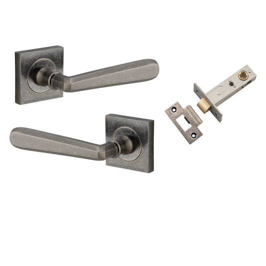 Iver Door Handle Copenhagen Square Rose Distressed Nickel Passage Kit