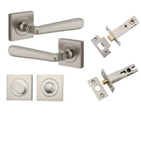 Iver Door Handle Copenhagen Square Rose Satin Nickel Privacy Kit