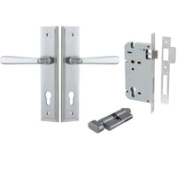 Iver Door Handle Copenhagen Stepped Euro Pair Key/Thumb Brushed Chrome Entrance Kit