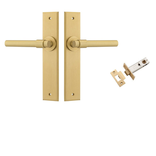 Iver Door Handle Helsinki Chamfered Brushed Gold PVD Passage Kit