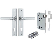Iver Door Handle Helsinki Chamfered Key/Key Brushed Chrome Entrance Kit