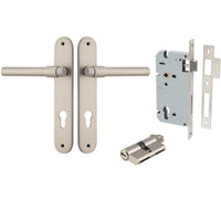 Iver Door Handle Helsinki Oval Euro Pair Key/Key Satin Nickel Entrance Kit