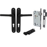 Iver Door Handle Helsinki Oval Euro Pair Key/Thumb Matt Black Entrance Kit