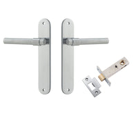 Iver Door Handle Helsinki Oval Latch Pair Brushed Chrome Passage Kit