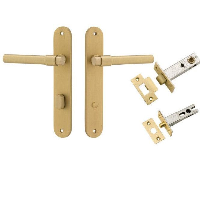 Iver Door Handle Helsinki Oval Privacy Pair Brushed Gold PVD Privacy Kit