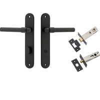 Iver Door Handle Helsinki Oval Privacy Pair Matt Black Inbuilt Privacy Kit