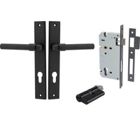 Iver Door Handle Helsinki Rectangular Euro Pair Key/Key Matt Black Entrance Kit