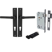Iver Door Handle Helsinki Rectangular Euro Pair Key/Thumb Matt Black Entrance Kit
