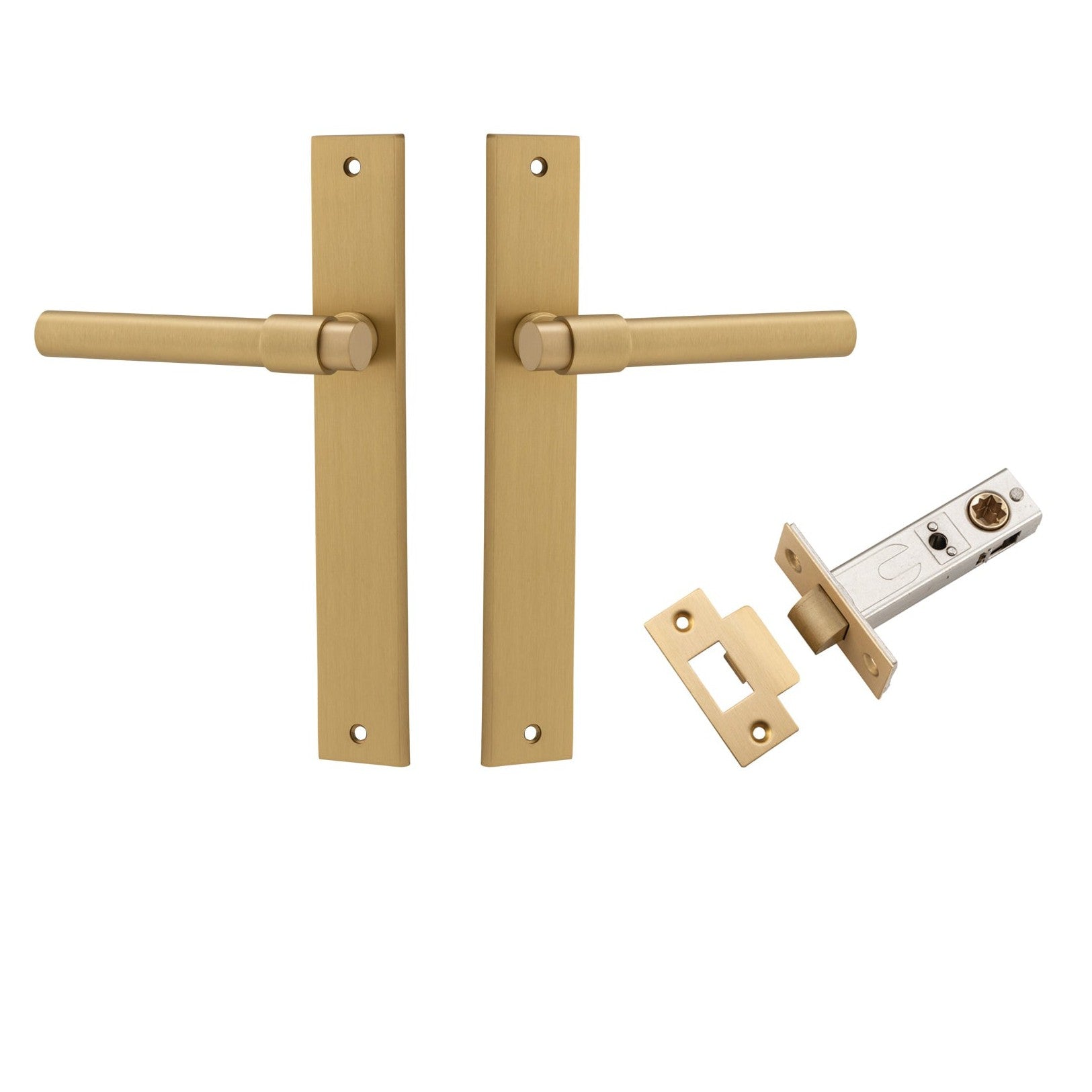 Iver Door Handle Helsinki Rectangular Latch Pair Brushed Brass Passage Kit