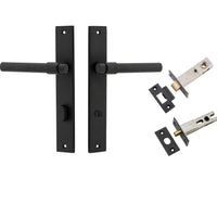 Iver Door Handle Helsinki Rectangular Privacy Pair Matt Black Inbuilt Privacy Kit
