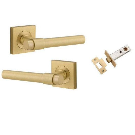 Iver Door Handle Helsinki Rose Square Pair Brushed Gold PVD Passage Kit