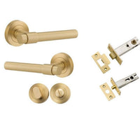 Iver Door Handle Helsinki Round Rose Brushed Gold PVD Privacy Kit