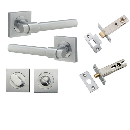 Iver Door Handle Helsinki Square Rose Brushed Chrome Privacy Kit