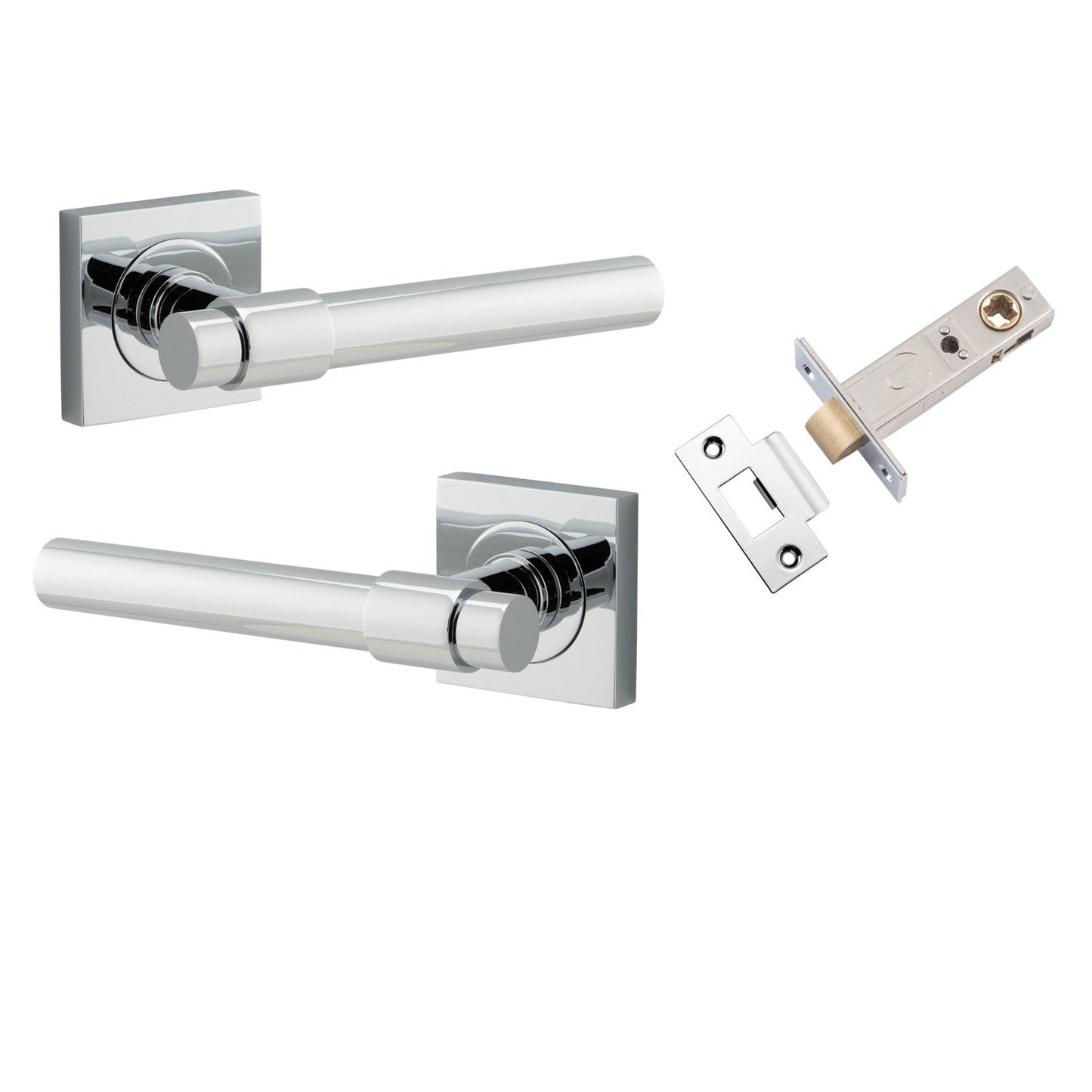 Iver Door Handle Helsinki Square Rose Polished Chrome Passage Kit