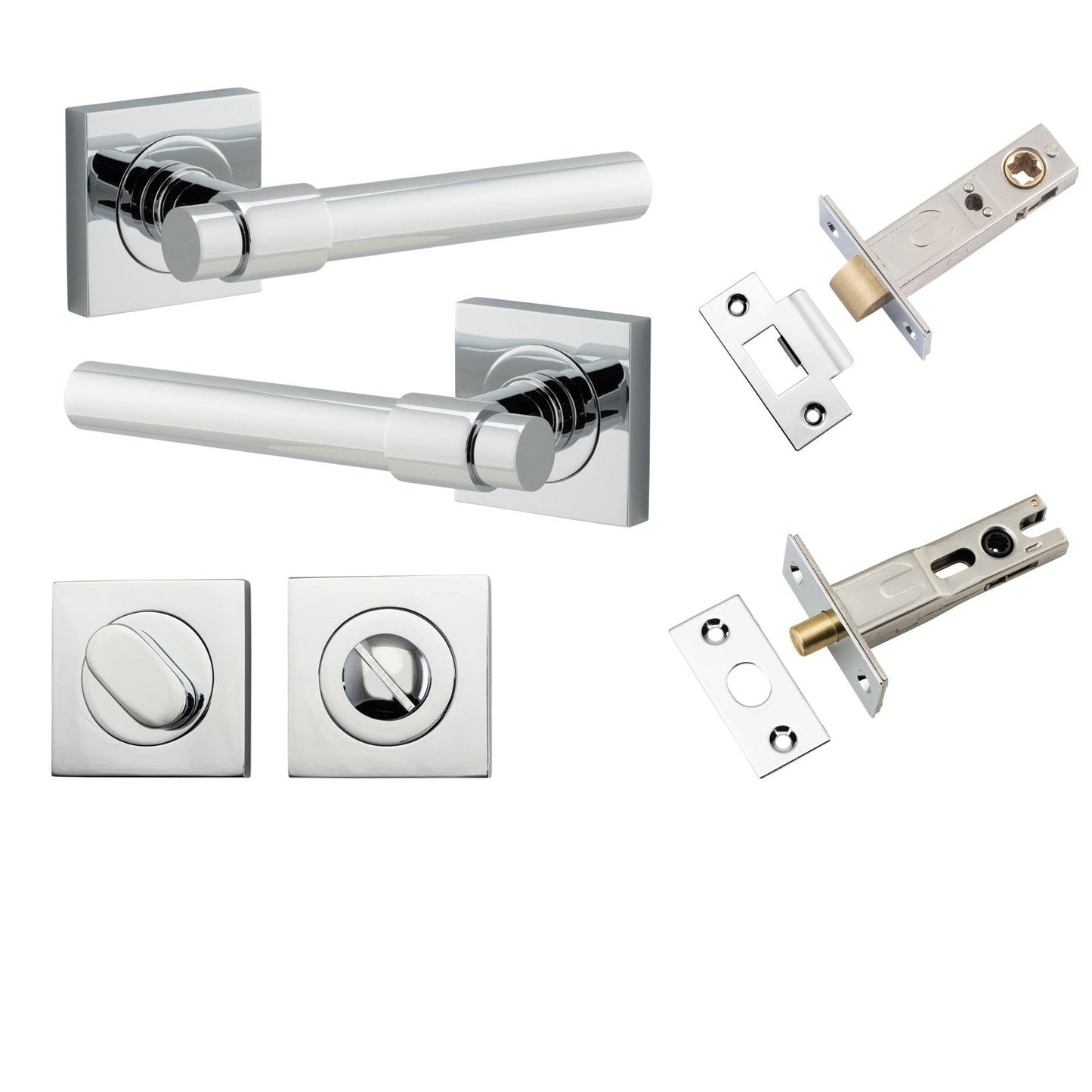 Iver Door Handle Helsinki Square Rose Polished Chrome Privacy Kit