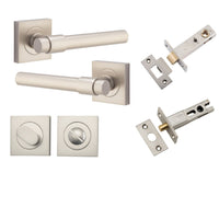 Iver Door Handle Helsinki Square Rose Satin Nickel Privacy Kit