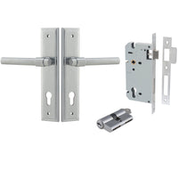 Iver Door Handle Helsinki Stepped Euro Pair Key/Key Brushed Chrome Entrance Kit