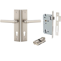 Iver Door Handle Helsinki Stepped Euro Pair Key/Key Satin Nickel Entrance Kit