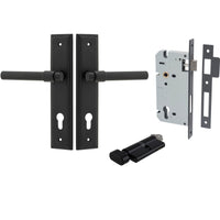 Iver Door Handle Helsinki Stepped Euro Pair Key/Thumb Matt Black Entrance Kit