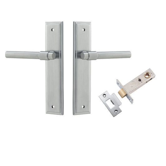 Iver Door Handle Helsinki Stepped Latch Pair Brushed Chrome Passage Kit