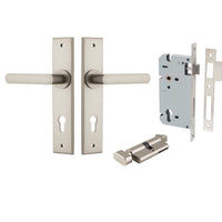 Iver Door Handle Osaka Chamfered Key/Thumb Satin Nickel Entrance Kit