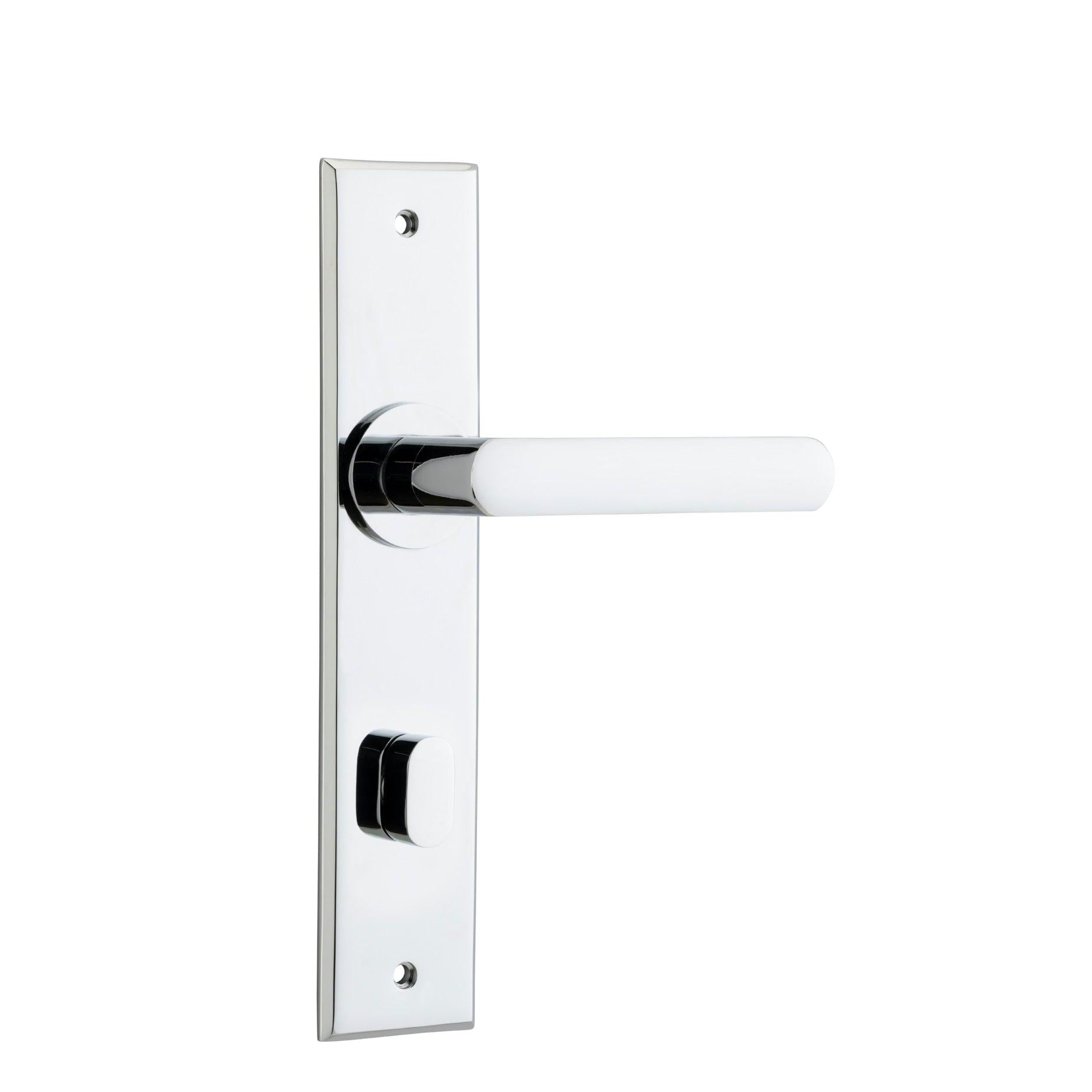 Iver Door Handle Osaka Chamfered Privacy Pair Polished Chrome