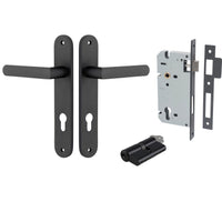 Iver Door Handle Osaka Oval Euro Pair Key/Key Matt Black Entrance Kit