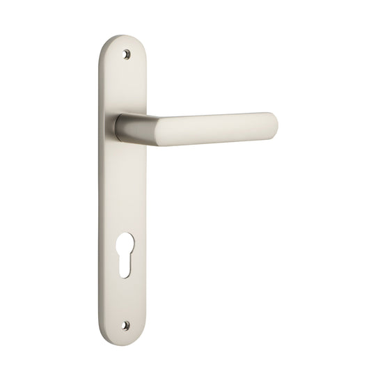 Iver Door Handle Osaka Oval Euro Pair Satin Nickel