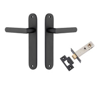 Iver Door Handle Osaka Oval Latch Pair Matt Black Passage Kit