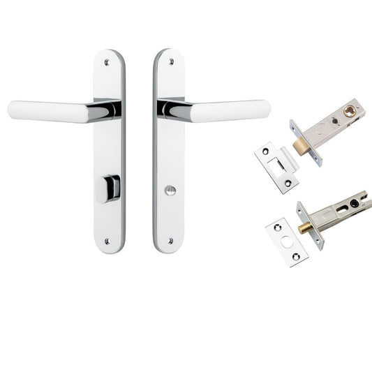 Iver Door Handle Osaka Oval Privacy Pair Polished Chrome Inbuilt Privacy Kit
