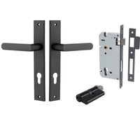 Iver Door Handle Osaka Rectangular Euro Pair Key/Key Matt Black Entrance Kit