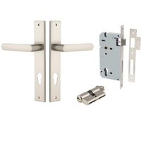 Iver Door Handle Osaka Rectangular Euro Pair Key/Key Satin Nickel Entrance Kit