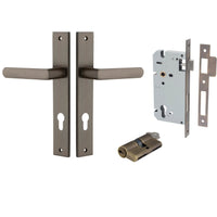 Iver Door Handle Osaka Rectangular Euro Pair Key/Key Signature Brass Entrance Kit