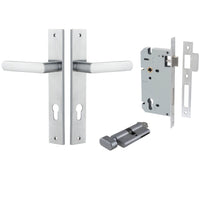 Iver Door Handle Osaka Rectangular Euro Pair Key/Thumb Brushed Chrome Entrance Kit