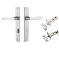 Iver Door Handle Osaka Rectangular Privacy Pair Brushed Chrome Inbuilt Privacy Kit