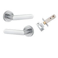 Iver Door Handle Osaka Round Rose Brushed Chrome Passage Kit