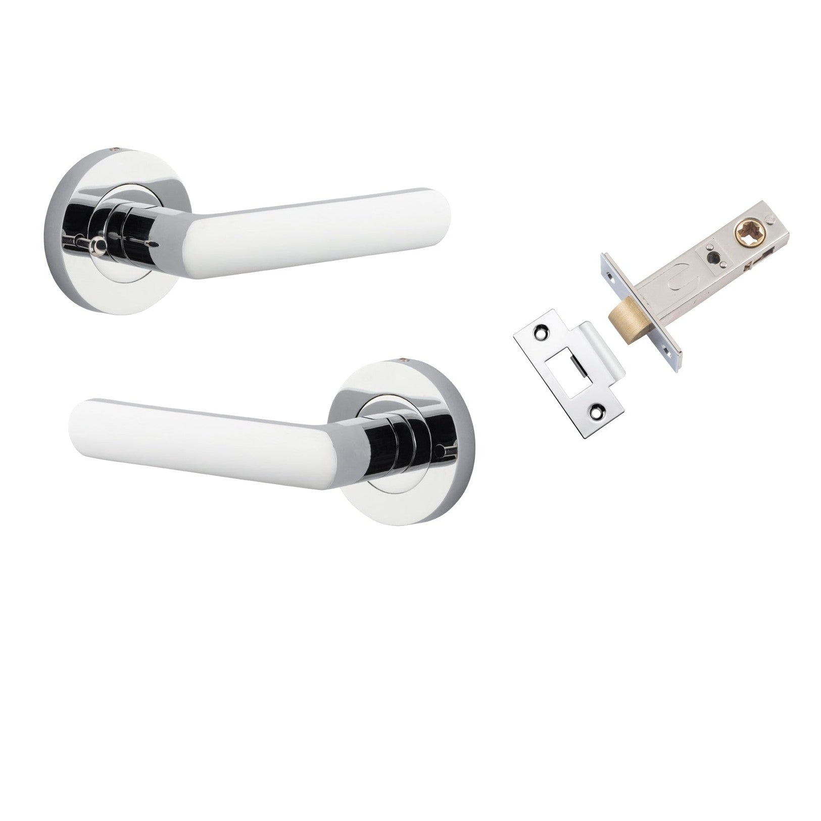 Iver Door Handle Osaka Round Rose Inbuilt Privacy Pair Kit Polished Chrome