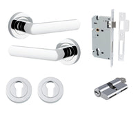 Iver Door Handle Osaka Round Rose Key/Key Polished Chrome Entrance Kit