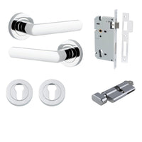 Iver Door Handle Osaka Round Rose Key/Thumb Polished Chrome Entrance Kit