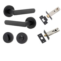 Iver Door Handle Osaka Round Rose Matt Black Privacy Kit