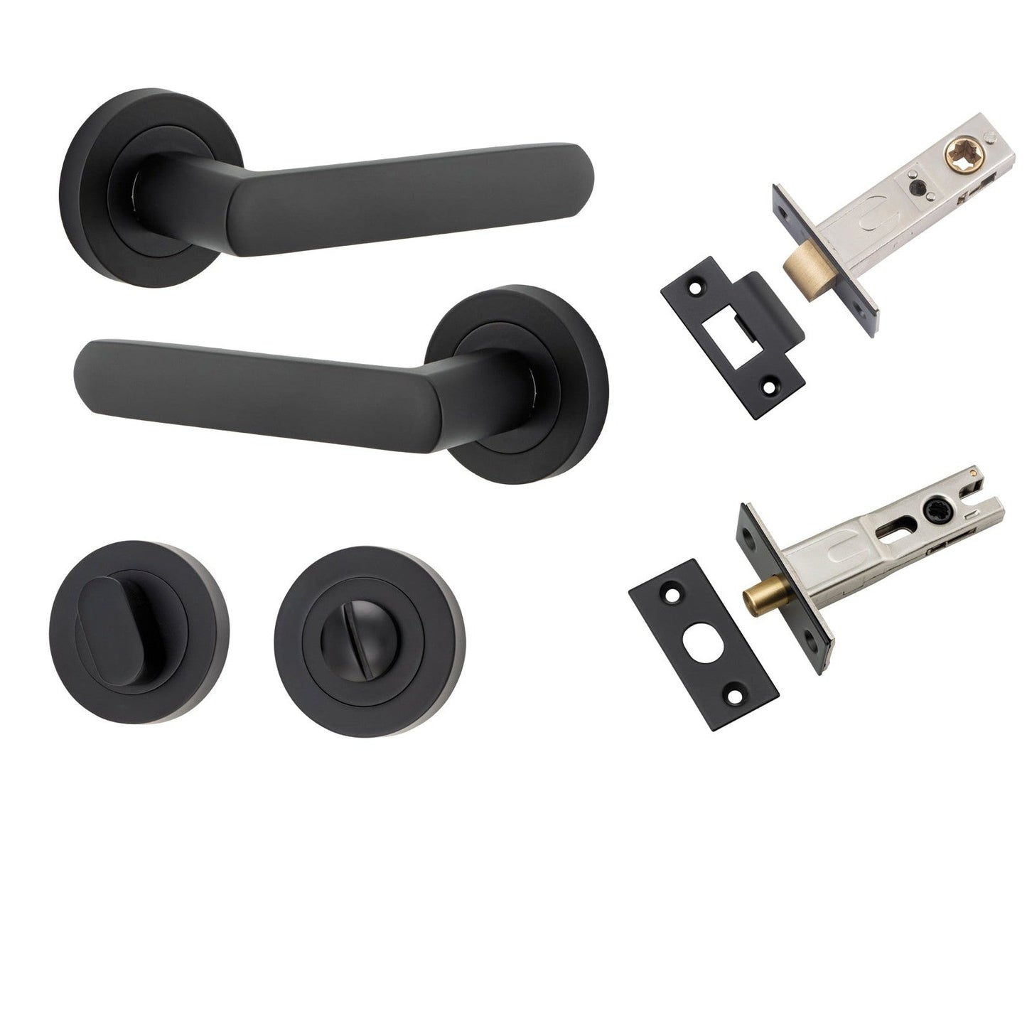 Iver Door Handle Osaka Round Rose Matt Black Privacy Kit