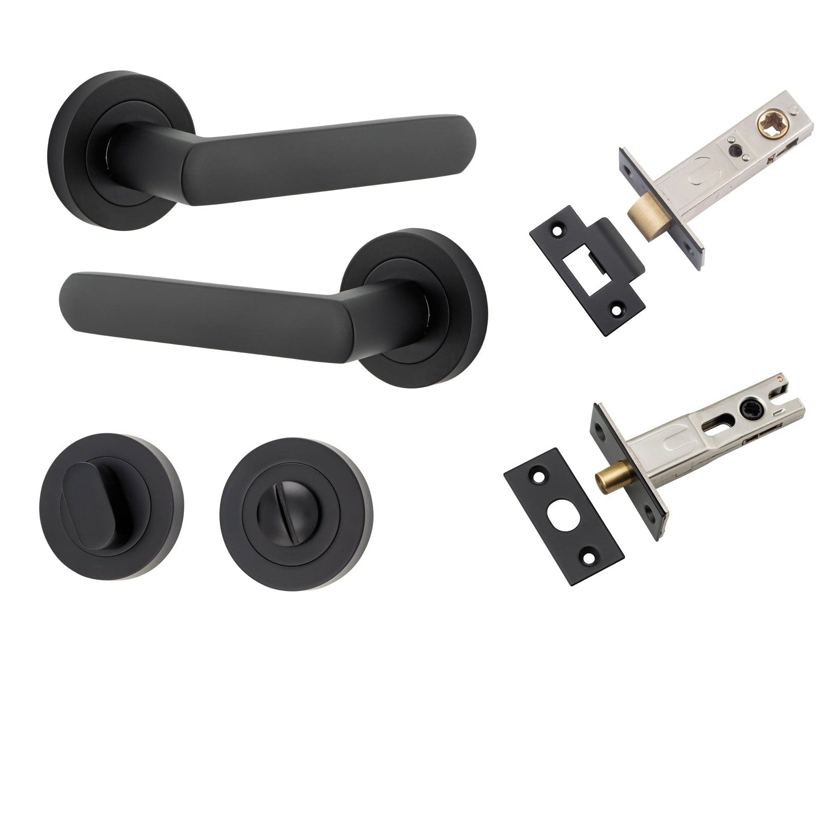 Iver Door Handle Osaka Round Rose Matt Black Privacy Kit