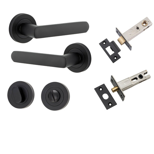 Iver Door Handle Osaka Round Rose Matt Black Privacy Kit
