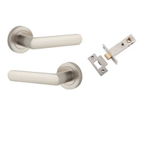 Iver Door Handle Osaka Round Rose Satin Nickel Passage Kit