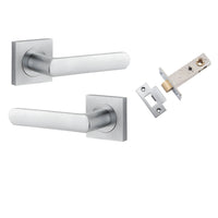 Iver Door Handle Osaka Square Rose Brushed Chrome Passage Kit