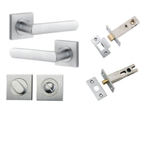 Iver Door Handle Osaka Square Rose Brushed Chrome Privacy Kit