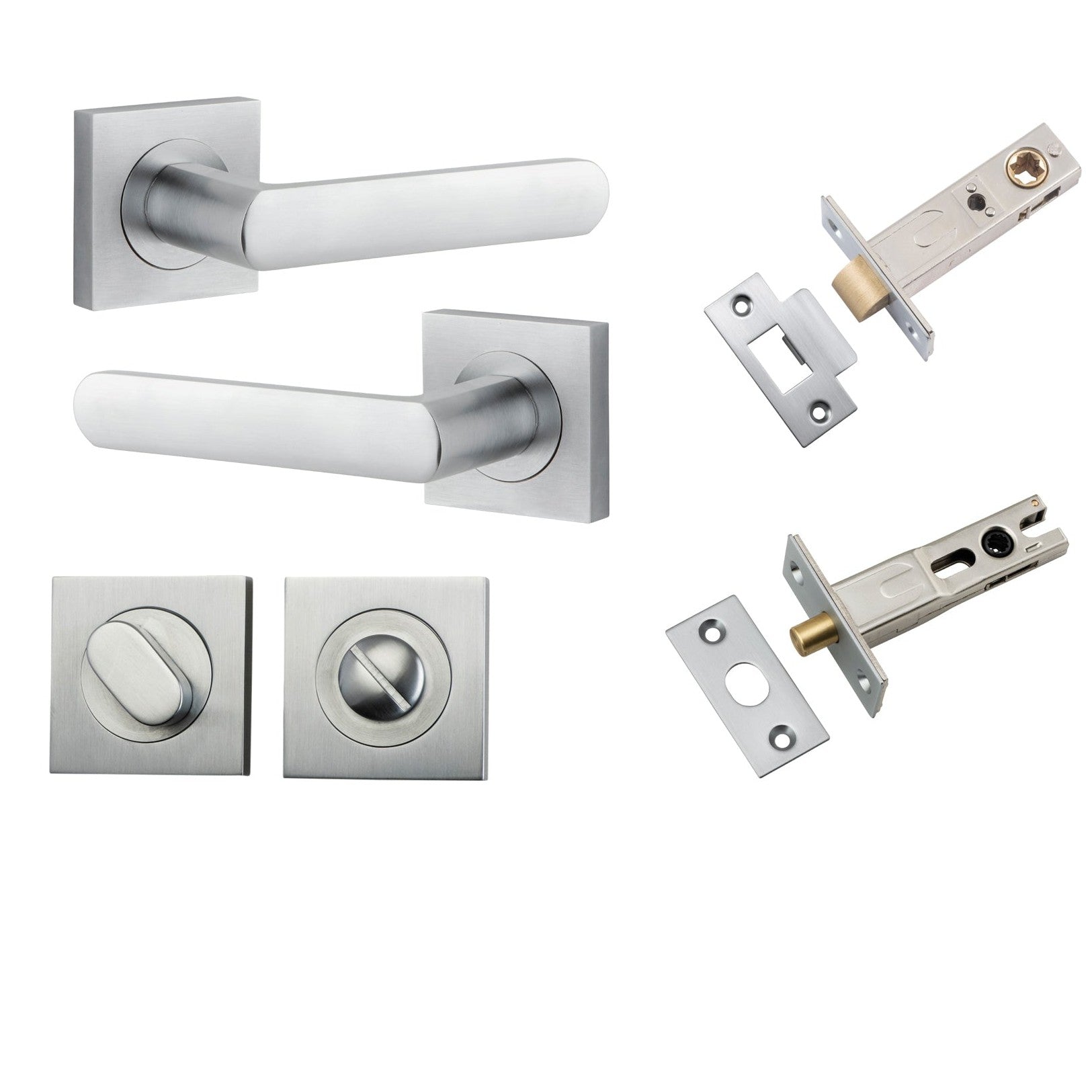 Iver Door Handle Osaka Square Rose Brushed Chrome Privacy Kit