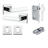 Iver Door Handle Osaka Square Rose Key/Key Polished Chrome Entrance Kit