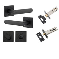 Iver Door Handle Osaka Square Rose Matt Black Privacy Kit