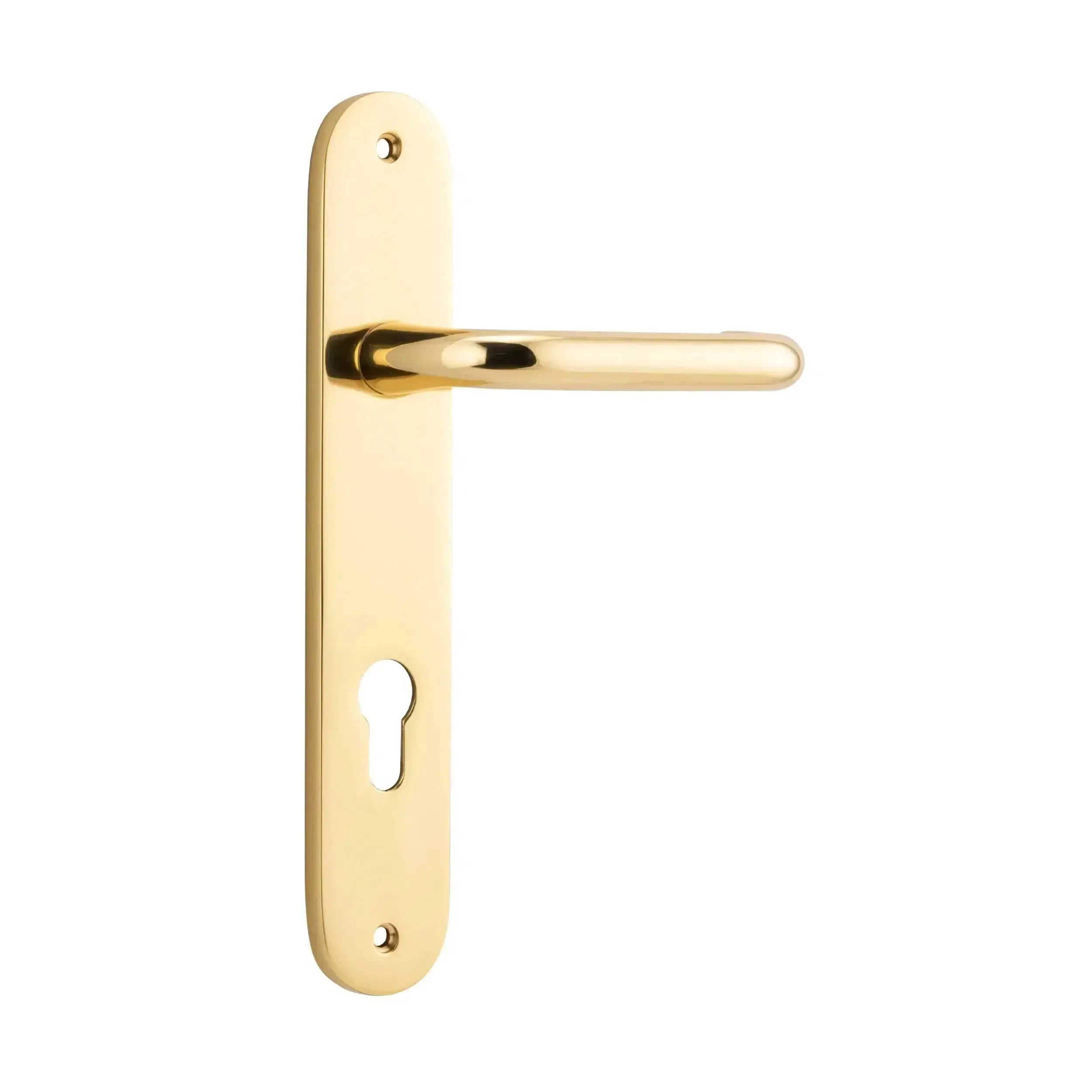 Iver Door Handle Oslo Oval Euro Pair Polished Brass